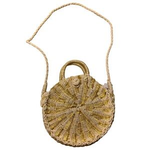 Sole Society | Bojo Round Wicker Purse Handbag Adjustable Strap Beige Tan